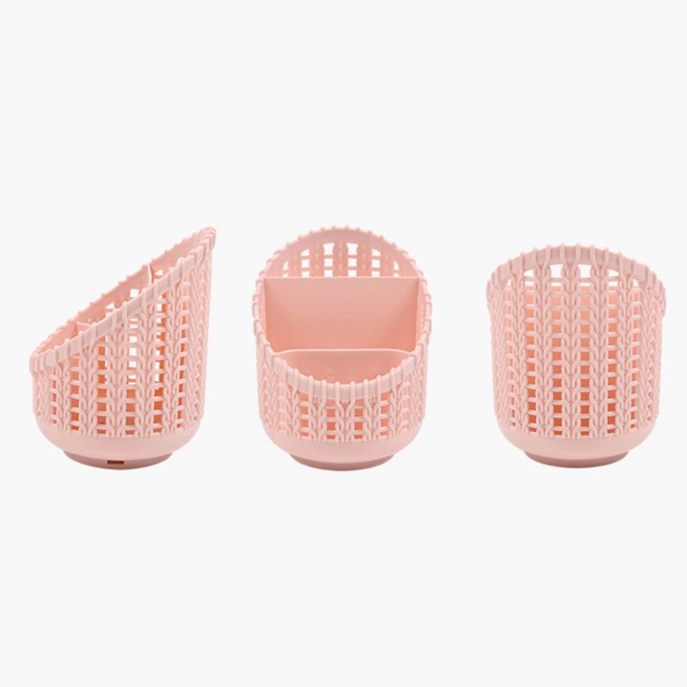 Hollow Out Rattan Style Pen Holder Desk Organizer Office Stationery Storage Box