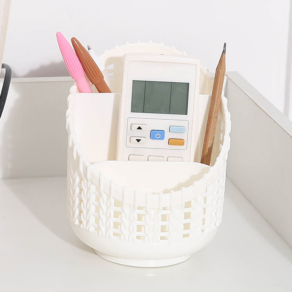 Hollow Out Rattan Style Pen Holder Desk Organizer Office Stationery Storage Box
