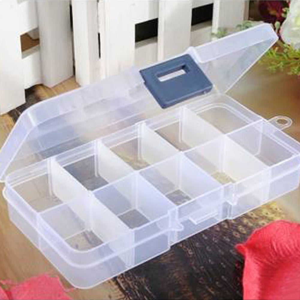 10 Compartments Clear Plastic Storage Box Jewelry Bead Screw Organizer Container