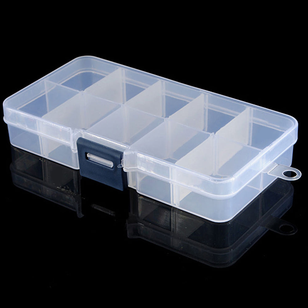 10 Compartments Clear Plastic Storage Box Jewelry Bead Screw Organizer Container