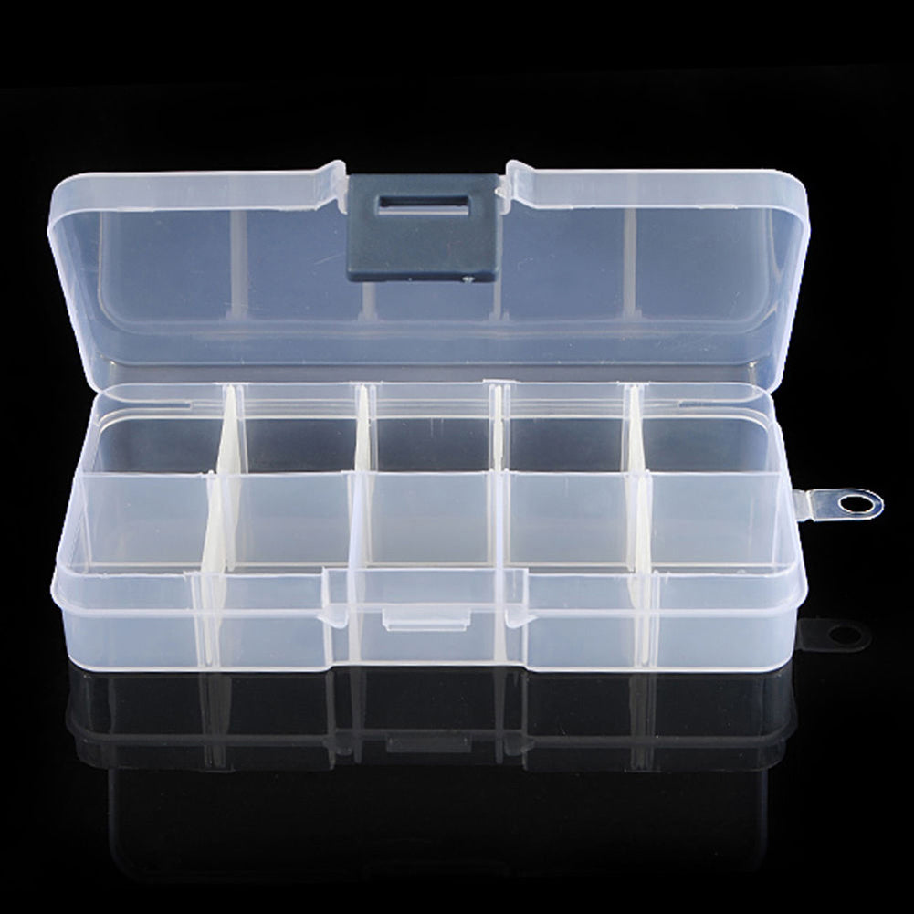 10 Compartments Clear Plastic Storage Box Jewelry Bead Screw Organizer Container