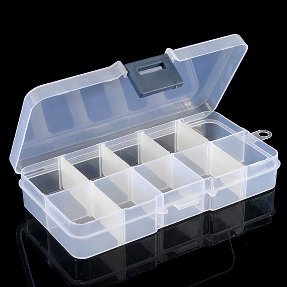 10 Compartments Clear Plastic Storage Box Jewelry Bead Screw Organizer Container