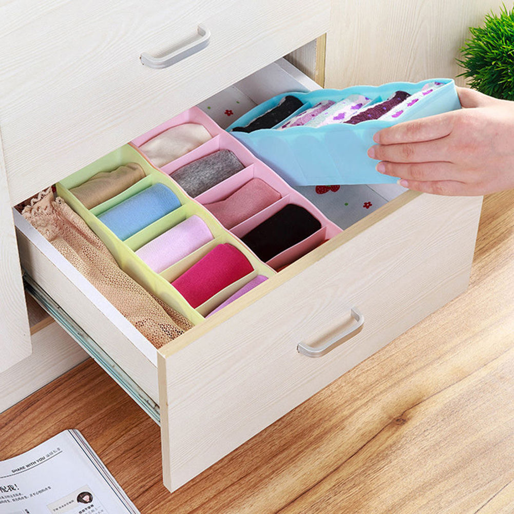 5 Cells Plastic Storage Box Tie Bra Socks Drawer Cosmetic Divider Tidy Organizer