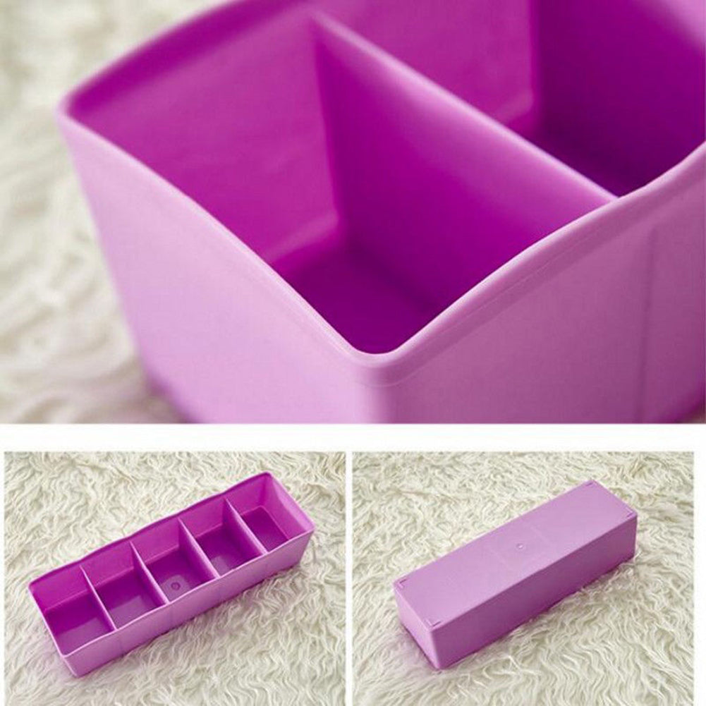 5 Cells Plastic Storage Box Tie Bra Socks Drawer Cosmetic Divider Tidy Organizer