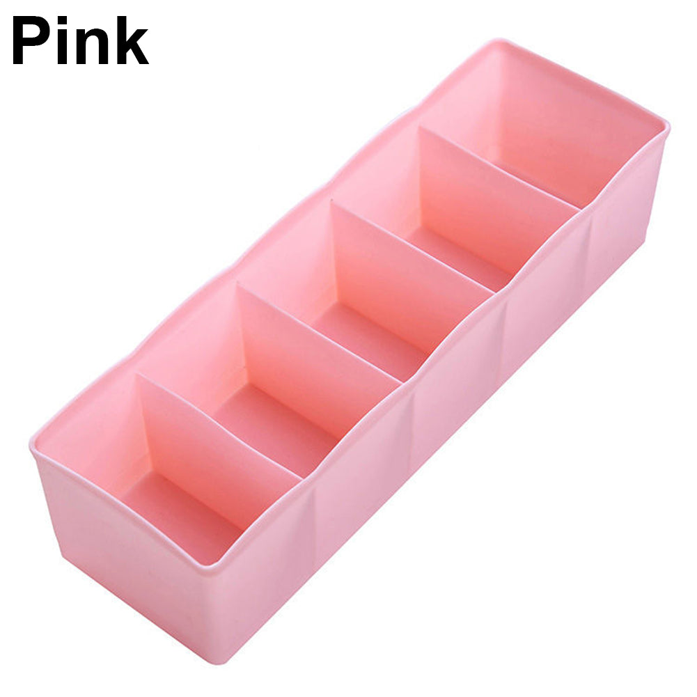 5 Cells Plastic Storage Box Tie Bra Socks Drawer Cosmetic Divider Tidy Organizer