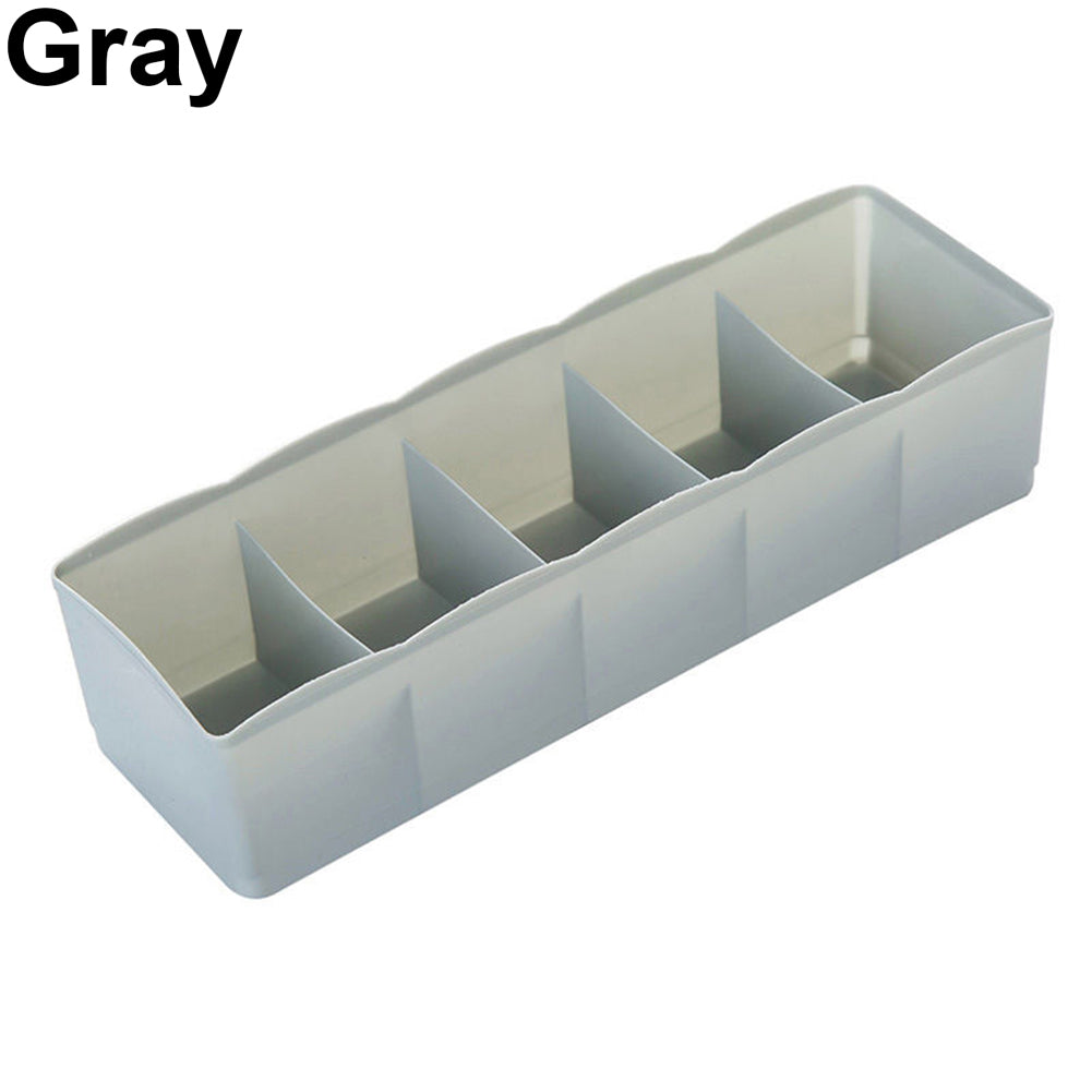 5 Cells Plastic Storage Box Tie Bra Socks Drawer Cosmetic Divider Tidy Organizer