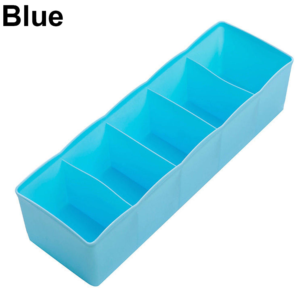 5 Cells Plastic Storage Box Tie Bra Socks Drawer Cosmetic Divider Tidy Organizer