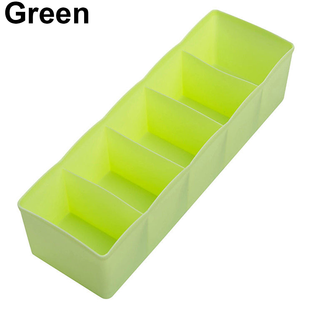 5 Cells Plastic Storage Box Tie Bra Socks Drawer Cosmetic Divider Tidy Organizer