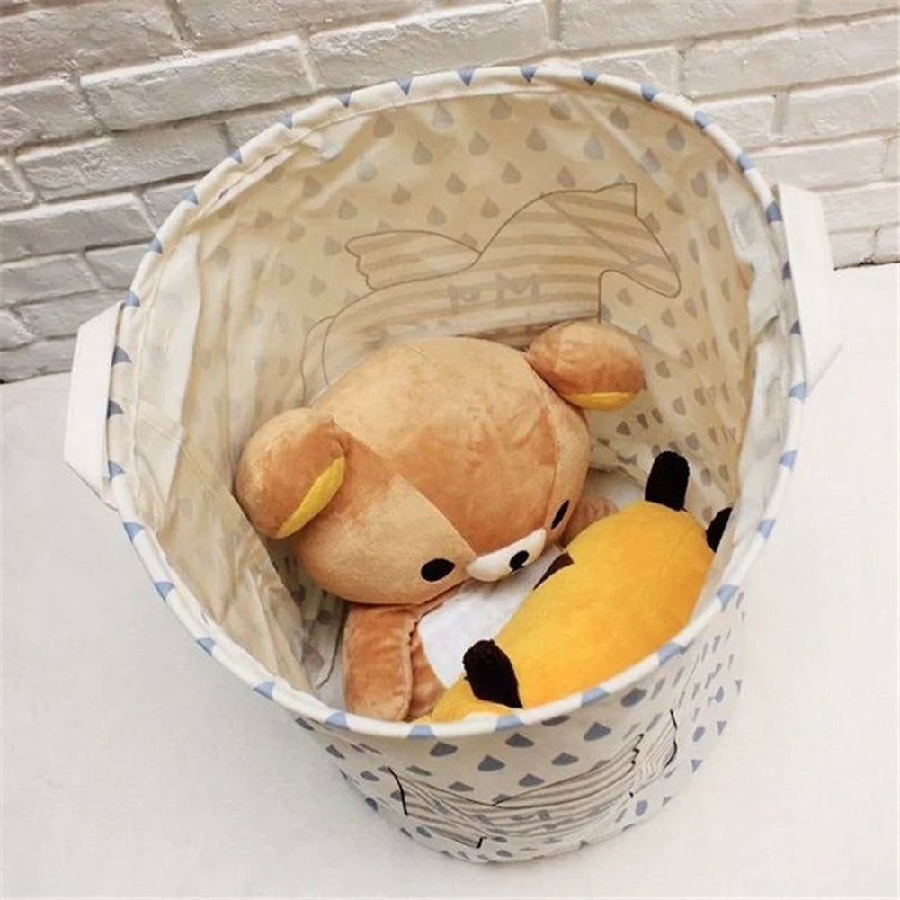 Folding Cartoon Horse Barrel Doll Storage Basket Laundry Bra Socks Organizer