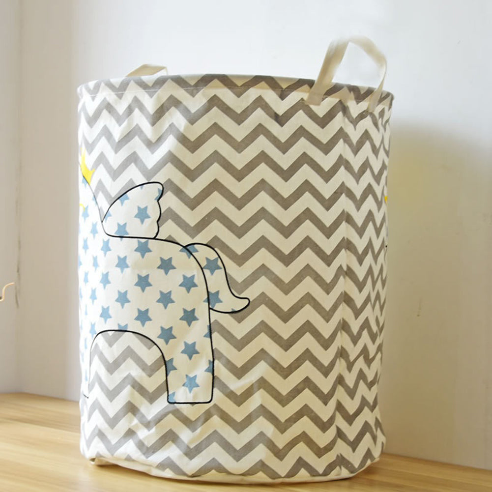Folding Cartoon Horse Barrel Doll Storage Basket Laundry Bra Socks Organizer