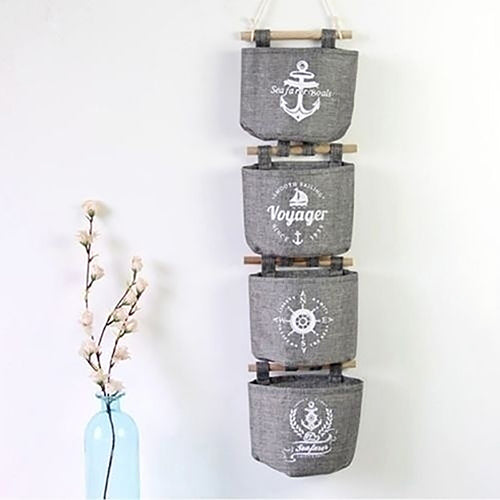 Practical Navy Anchor Wheel Pattern Home Decor Hanging Hanger Storage Bag