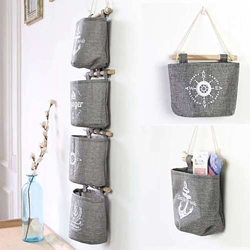 Practical Navy Anchor Wheel Pattern Home Decor Hanging Hanger Storage Bag