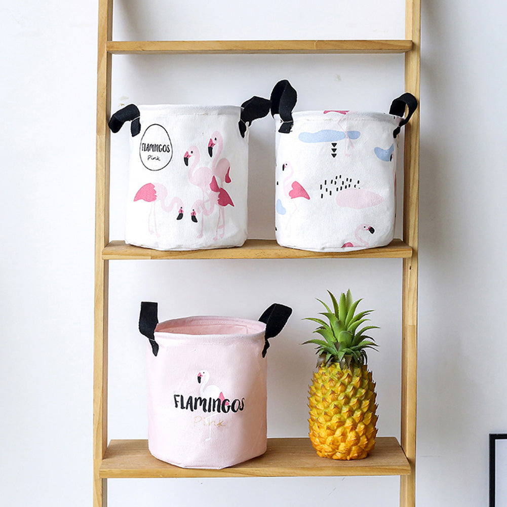 Folding Flamingo Linen Storage Basket Pouch Home Laundry Container Organizer