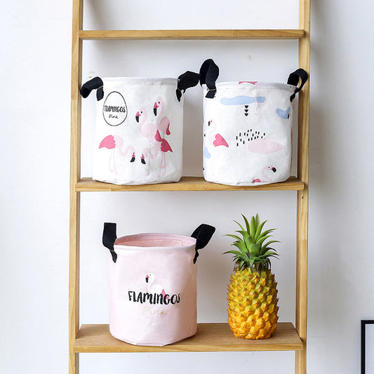 Folding Flamingo Linen Storage Basket Pouch Home Laundry Container Organizer