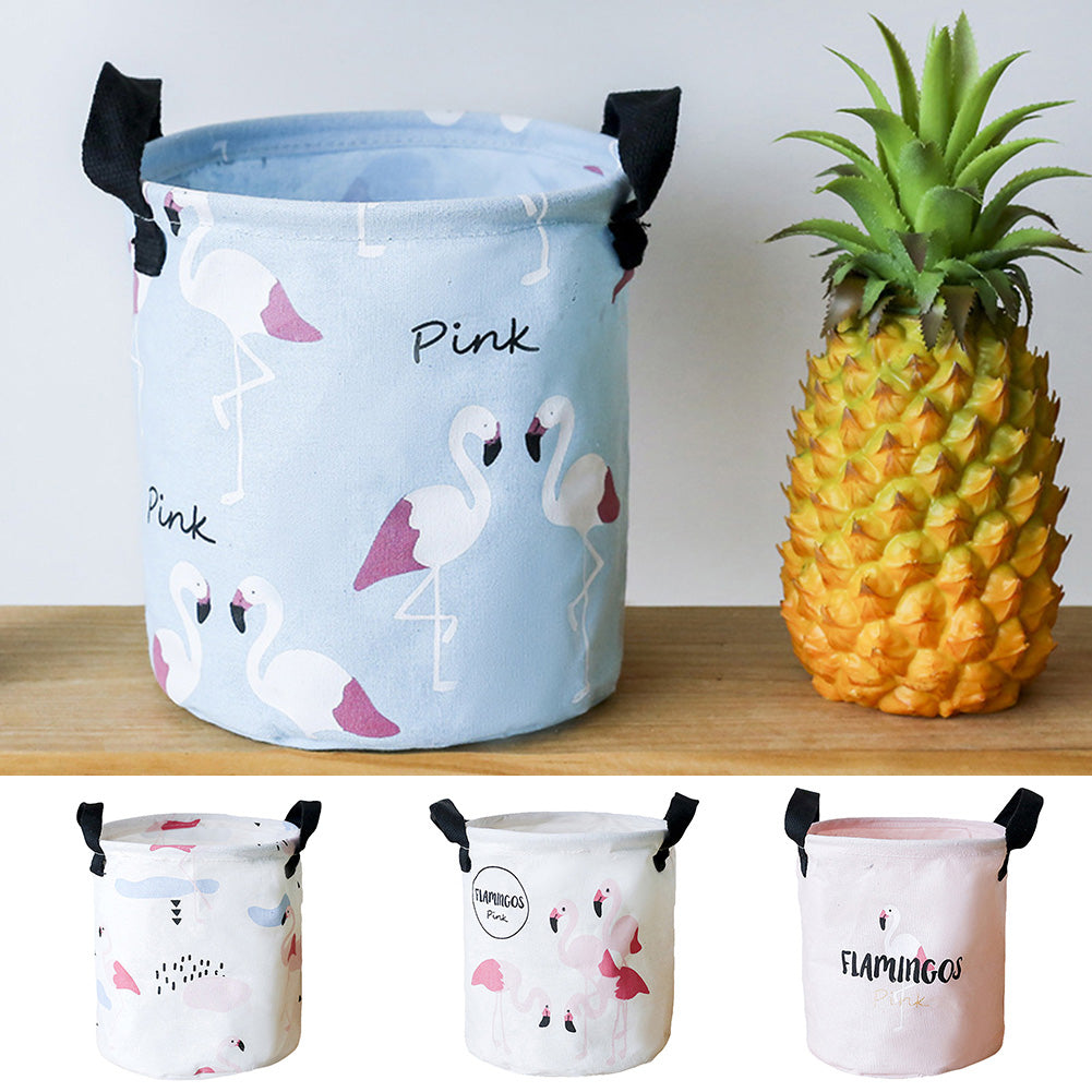 Folding Flamingo Linen Storage Basket Pouch Home Laundry Container Organizer