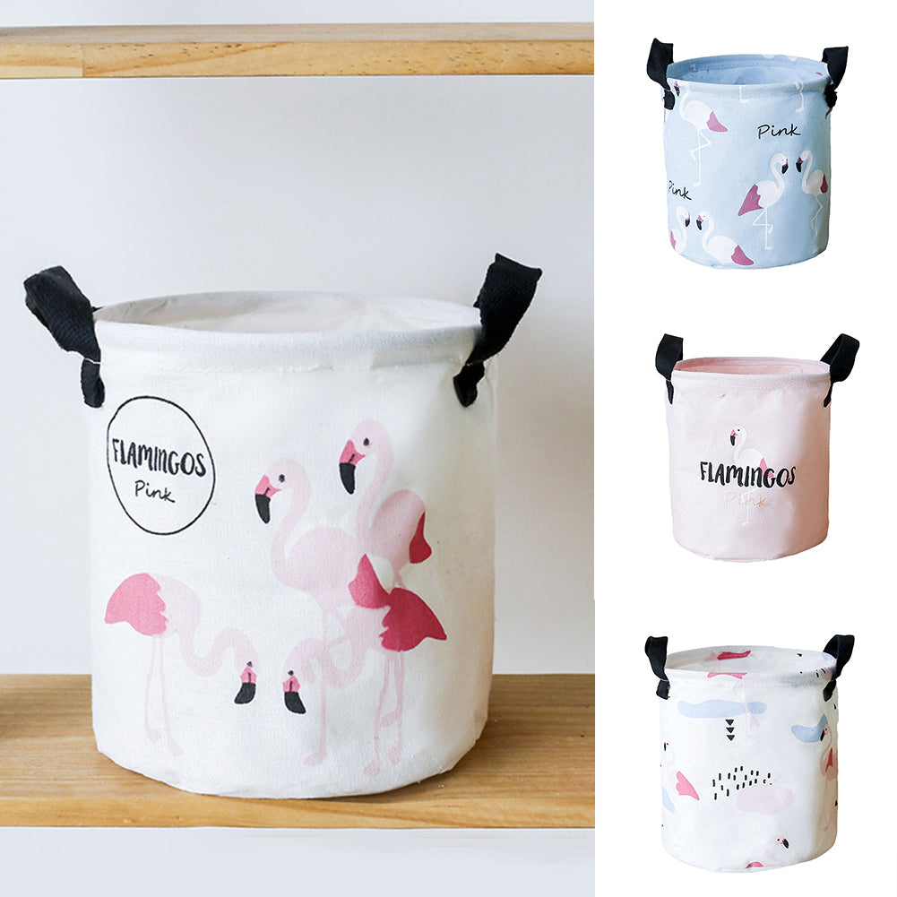 Folding Flamingo Linen Storage Basket Pouch Home Laundry Container Organizer