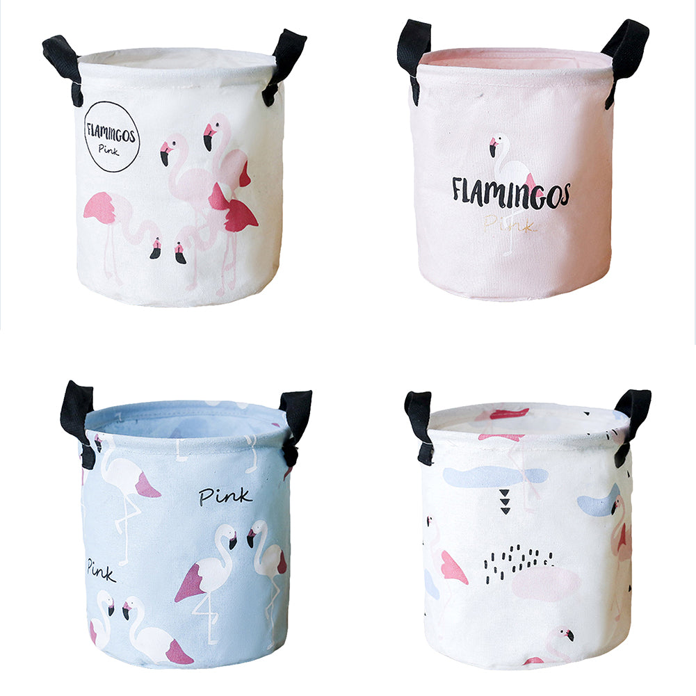 Folding Flamingo Linen Storage Basket Pouch Home Laundry Container Organizer