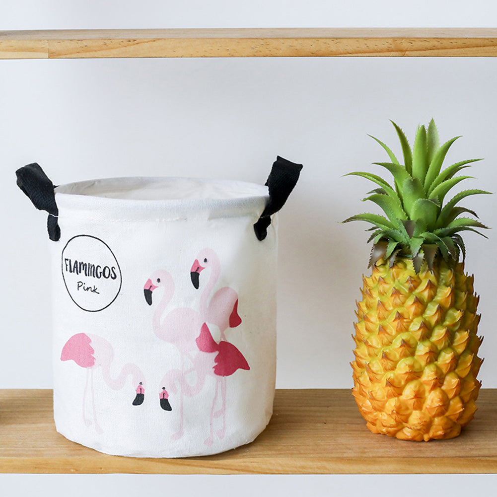 Folding Flamingo Linen Storage Basket Pouch Home Laundry Container Organizer