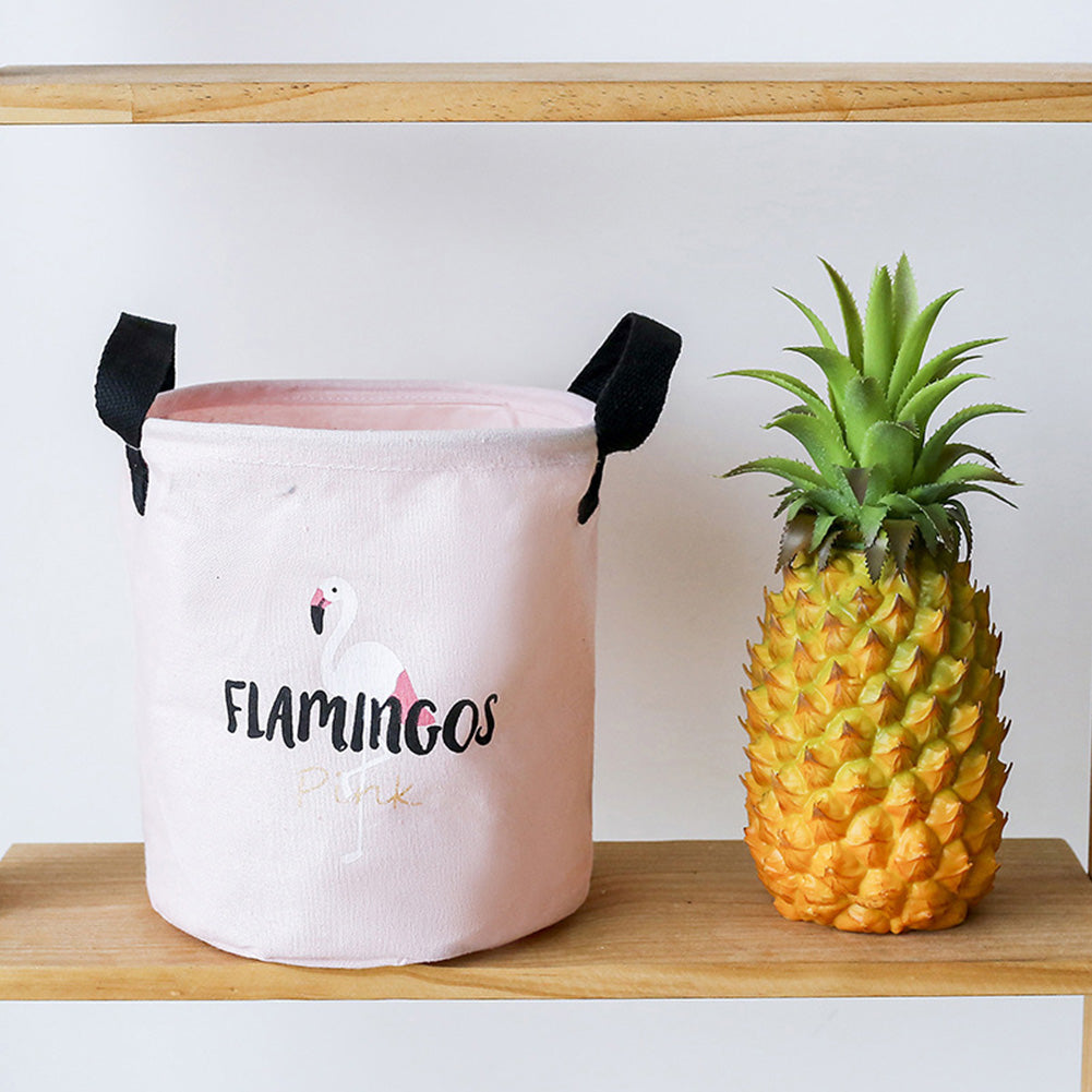 Folding Flamingo Linen Storage Basket Pouch Home Laundry Container Organizer