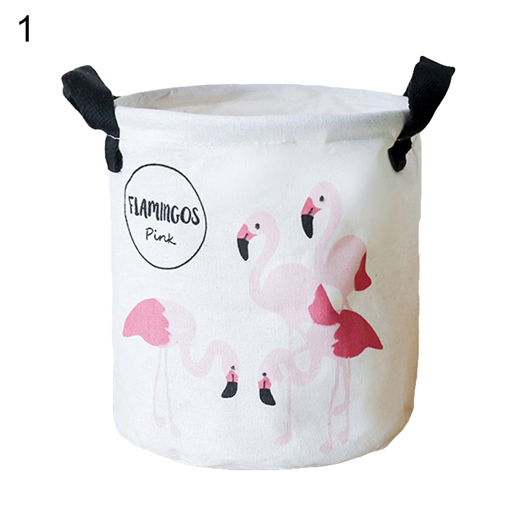 Folding Flamingo Linen Storage Basket Pouch Home Laundry Container Organizer