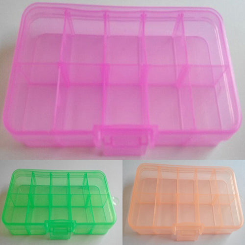 Plastic 10 Slots Adjustable Jewelry Storage Box Pill Beads Holder Case Organizer