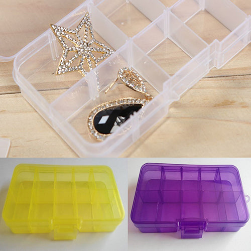 Plastic 10 Slots Adjustable Jewelry Storage Box Pill Beads Holder Case Organizer