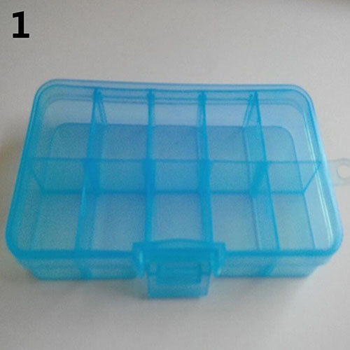Plastic 10 Slots Adjustable Jewelry Storage Box Pill Beads Holder Case Organizer