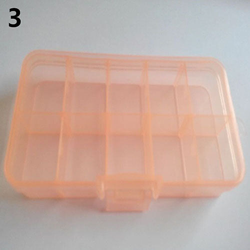 Plastic 10 Slots Adjustable Jewelry Storage Box Pill Beads Holder Case Organizer