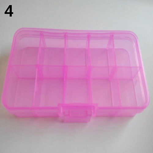 Plastic 10 Slots Adjustable Jewelry Storage Box Pill Beads Holder Case Organizer