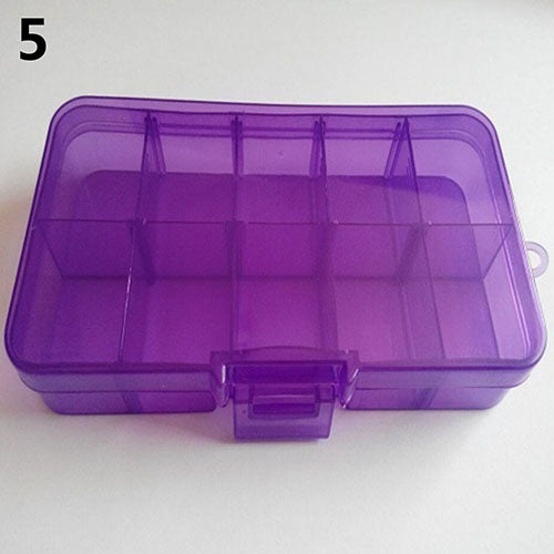 Plastic 10 Slots Adjustable Jewelry Storage Box Pill Beads Holder Case Organizer