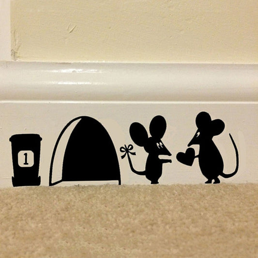 Modern Art Decor Cute Mouse Lover Heart Toilet Decal Wall Sticker Kids Room
