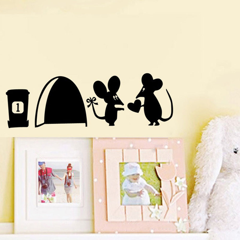 Modern Art Decor Cute Mouse Lover Heart Toilet Decal Wall Sticker Kids Room