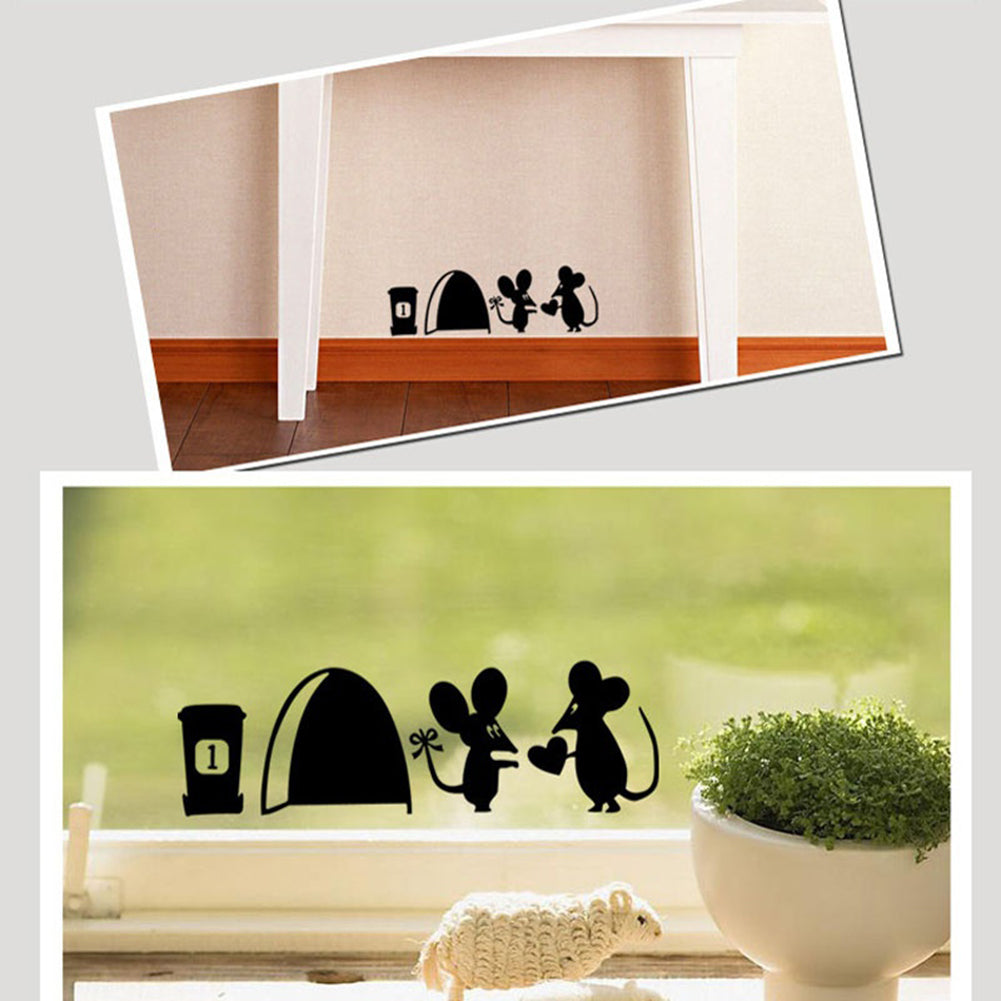 Modern Art Decor Cute Mouse Lover Heart Toilet Decal Wall Sticker Kids Room