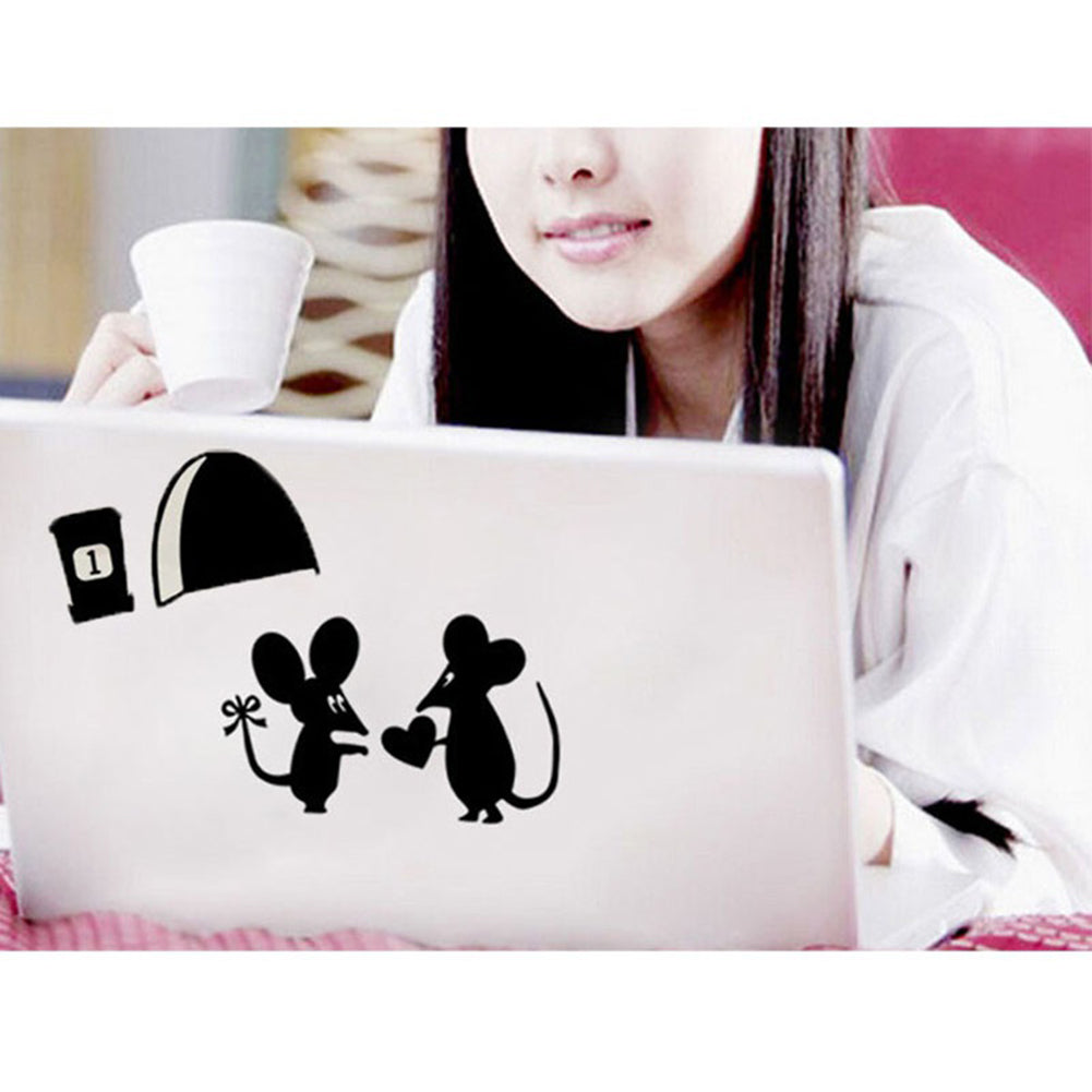 Modern Art Decor Cute Mouse Lover Heart Toilet Decal Wall Sticker Kids Room