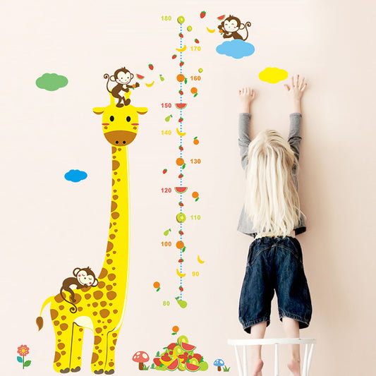 Cartoon Giraffe Monkey Kids Height Chart Wall Sticker Nursery Kids Room Decal