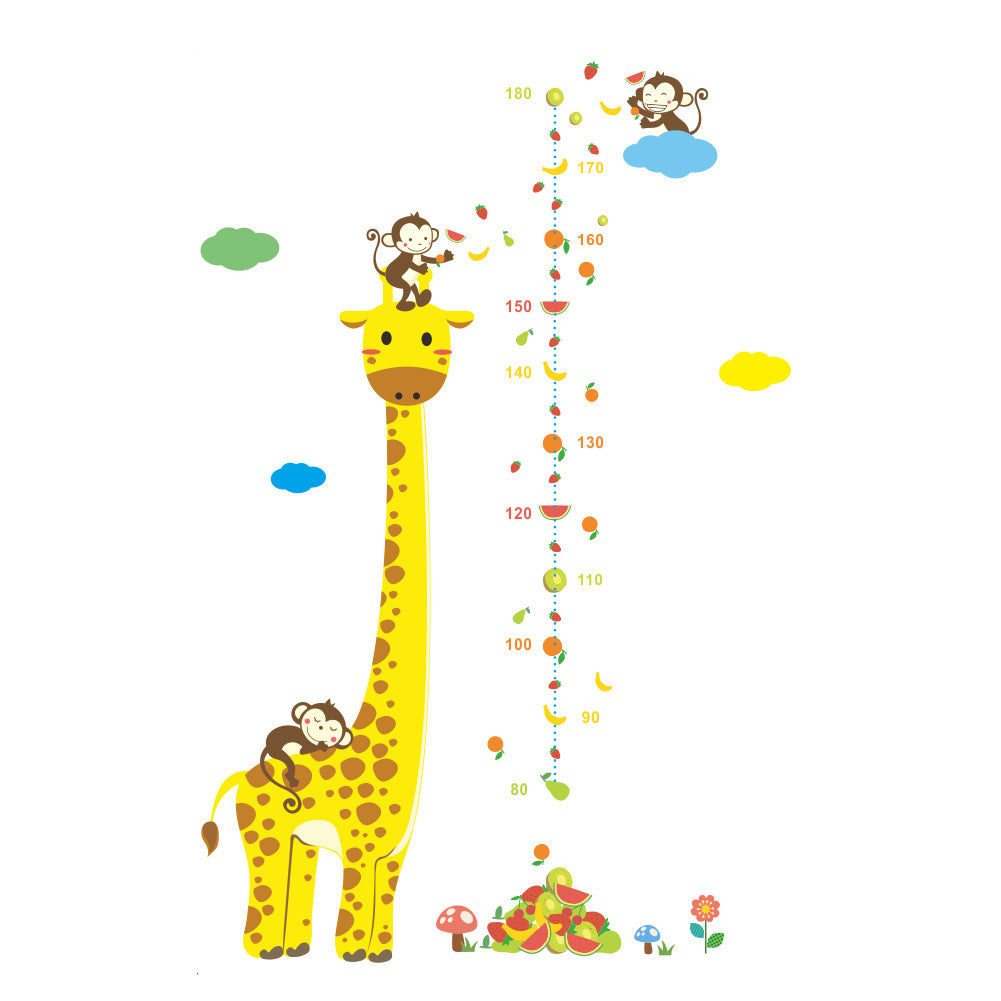 Cartoon Giraffe Monkey Kids Height Chart Wall Sticker Nursery Kids Room Decal