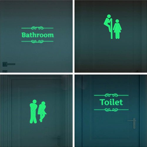 Funny Cartoon Luminous Bathroom Toilet Stickers DIY Home Decor Wall Decoration