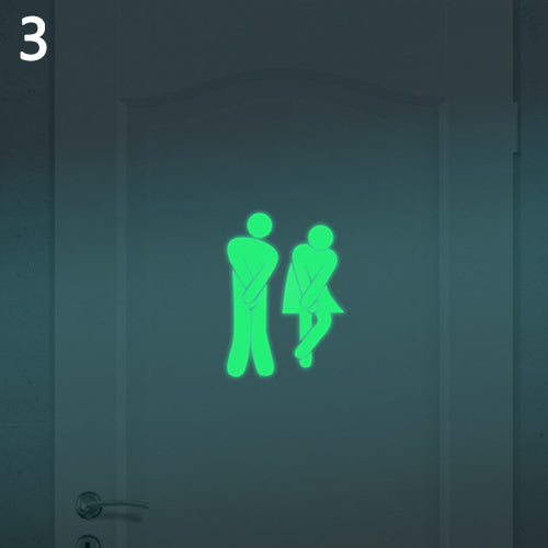 Funny Cartoon Luminous Bathroom Toilet Stickers DIY Home Decor Wall Decoration