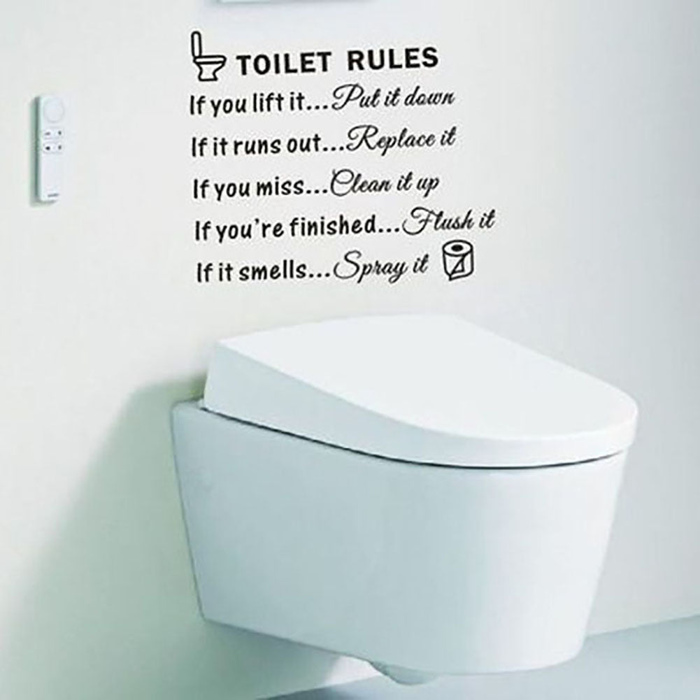 DIY Toilet Rules Quote Bathroom Removable Wall Sticker Art Decal Decoration