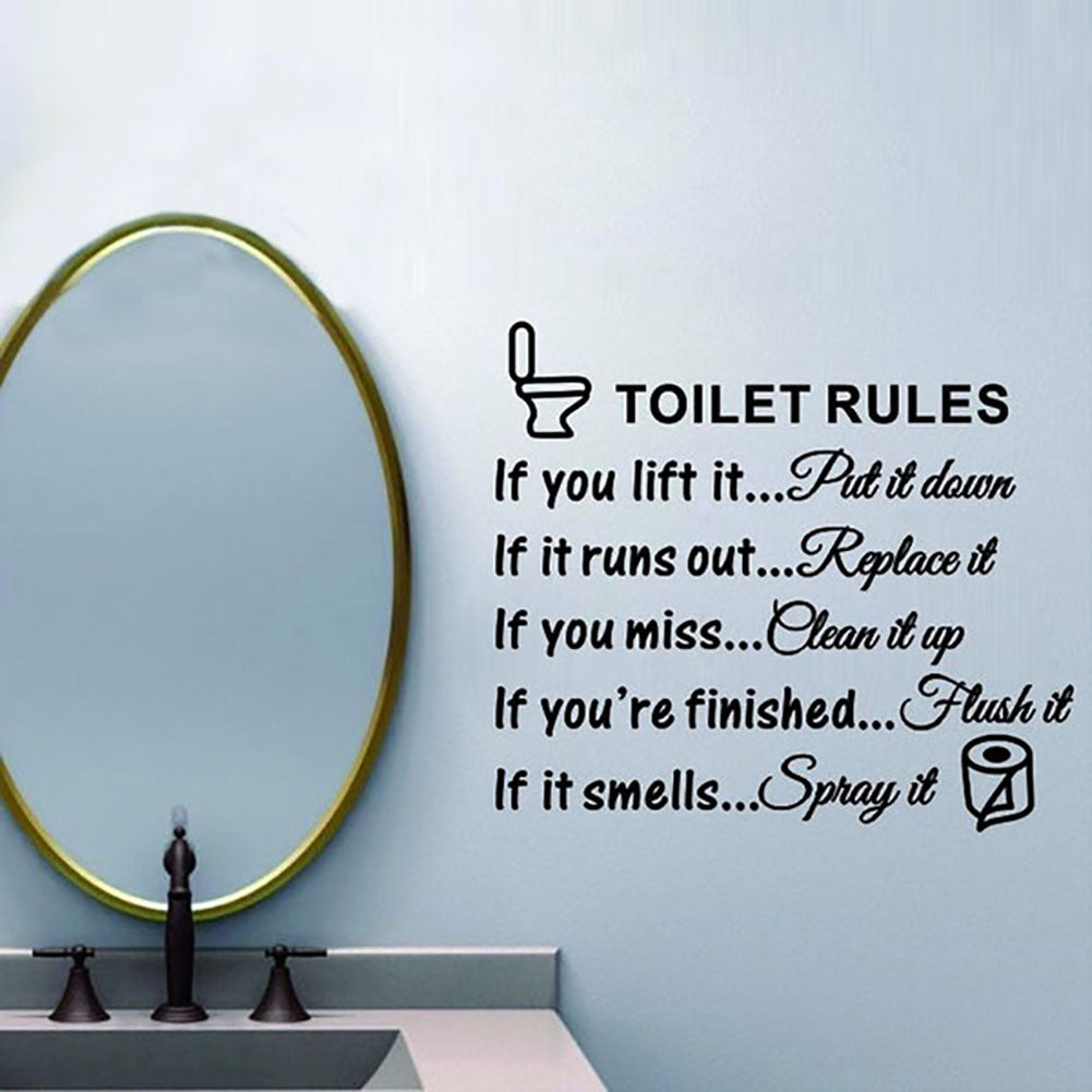 DIY Toilet Rules Quote Bathroom Removable Wall Sticker Art Decal Decoration