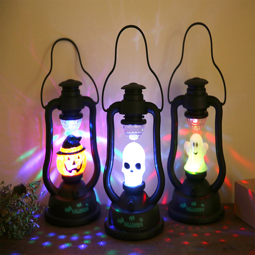 Halloween Pumpkin Witch Skull Ghost Kerosene Lamp Night Light Home Hanging Decor