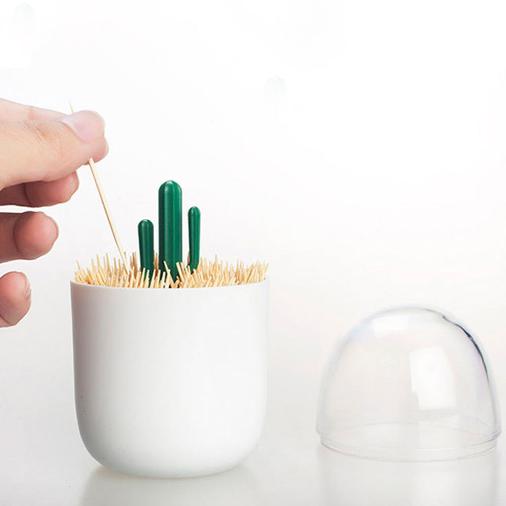 Cute Elk Cactus Cotton Swab Toothpick Holder Home Organizer Storage Box Case