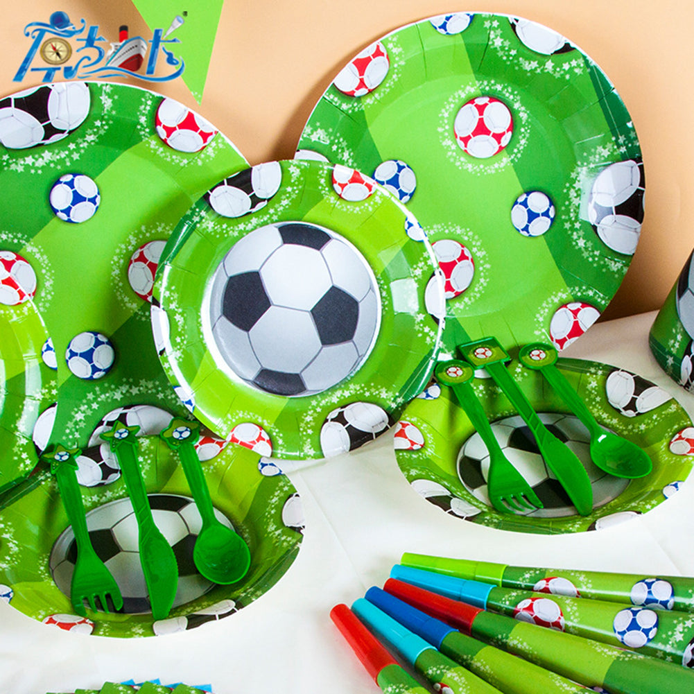 Fashion Football Theme Party Supplies Kids Boys Birthday Tableware Decor Tool