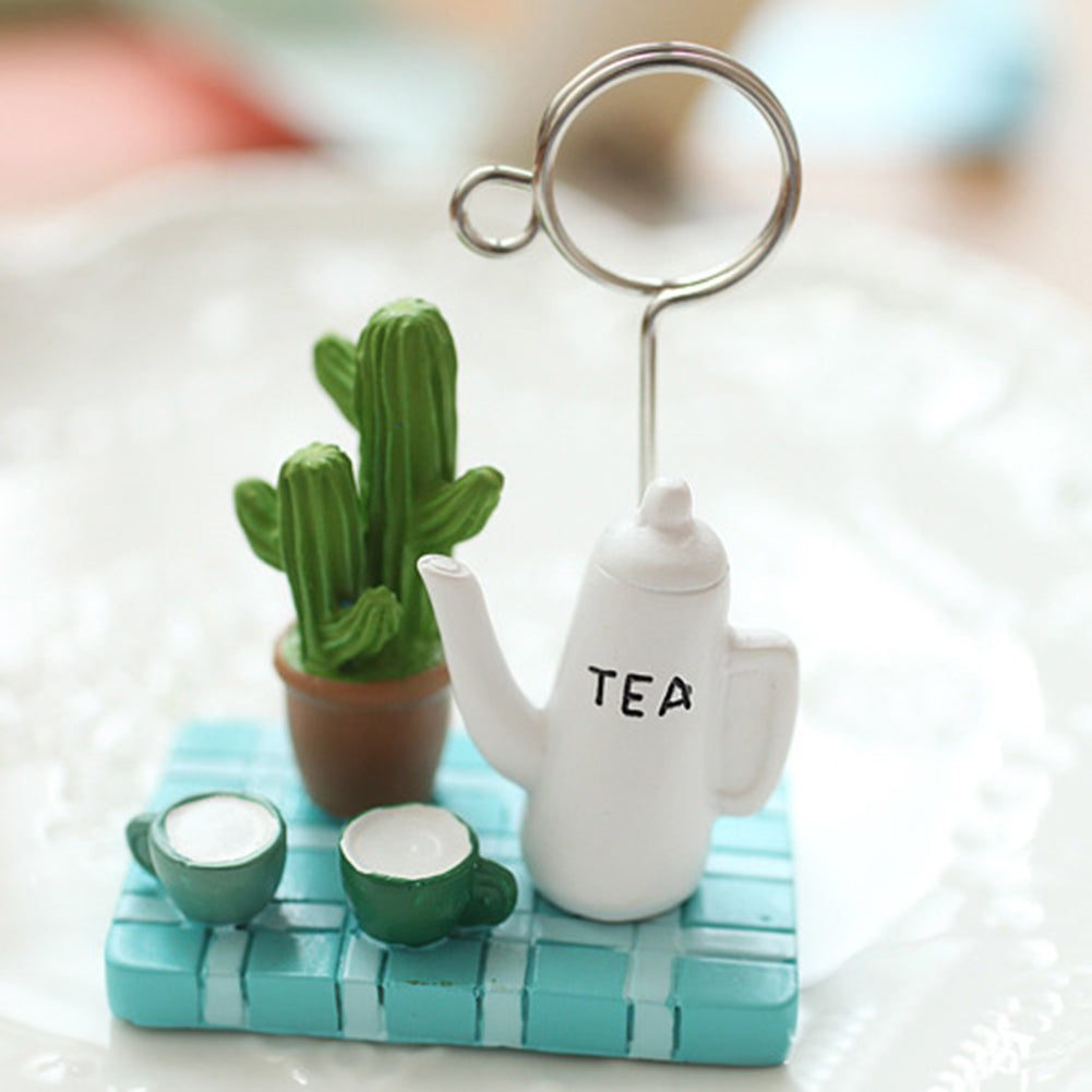 Cute Micro Landscape Teapot Strawberry Tree Memo Holder Clip for Business Card