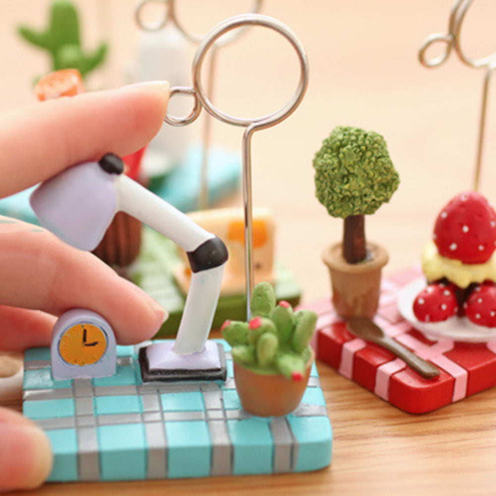 Cute Micro Landscape Teapot Strawberry Tree Memo Holder Clip for Business Card