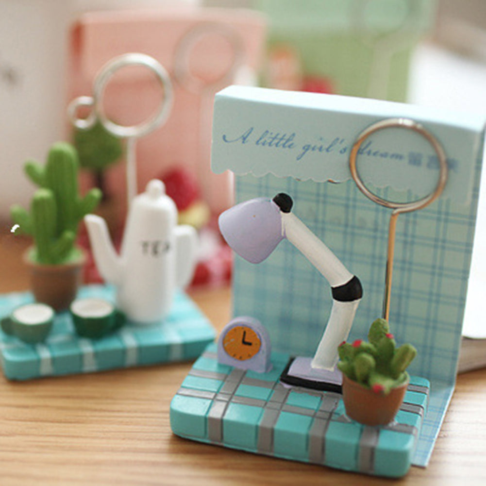 Cute Micro Landscape Teapot Strawberry Tree Memo Holder Clip for Business Card