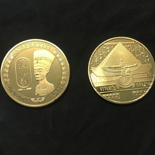 Solid Egyptian Nefertiti Figure Embossed Collection Commemorative Coin Gift