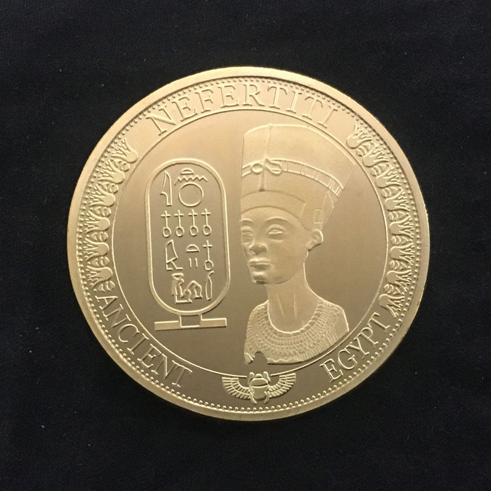 Solid Egyptian Nefertiti Figure Embossed Collection Commemorative Coin Gift