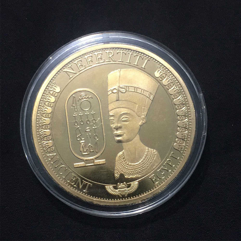 Solid Egyptian Nefertiti Figure Embossed Collection Commemorative Coin Gift
