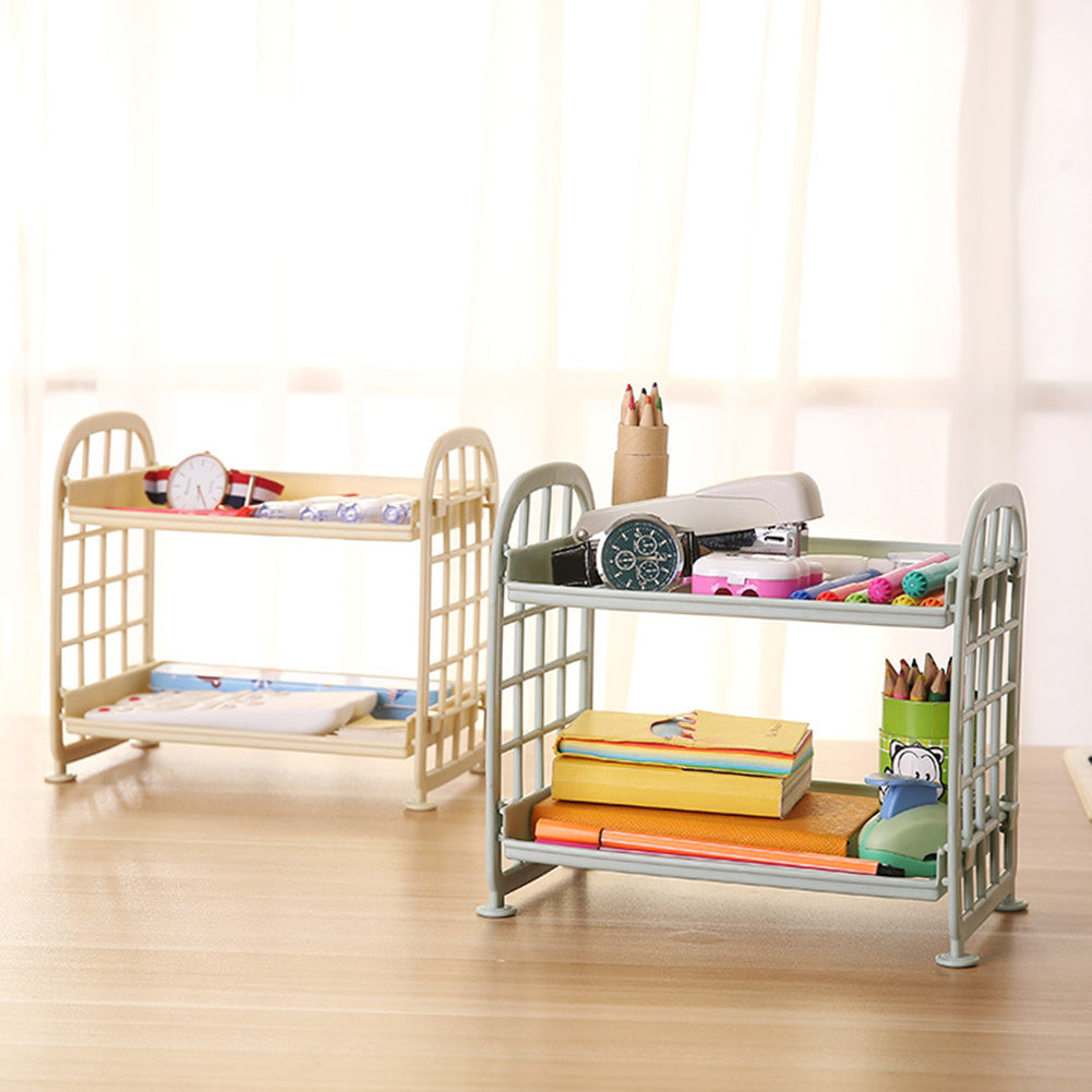 Double Layers Storage Rack Plastic Makeup Cosmetic Kitchen Bathroom Organizer